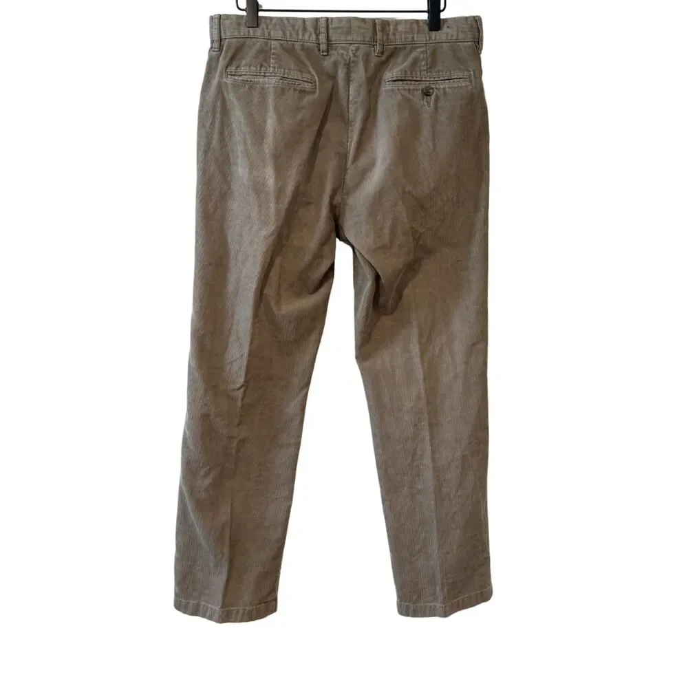 J. Crew Dark Tan Khaki Taupe Corduroy Straight Cotton Men's Pants 32x30 Dress